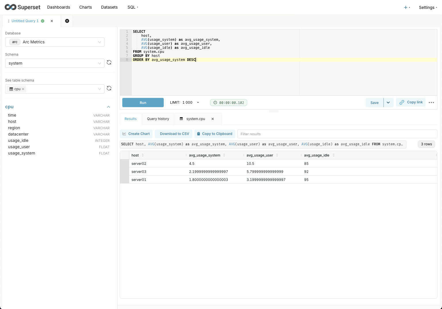 Arc Superset SQL Lab